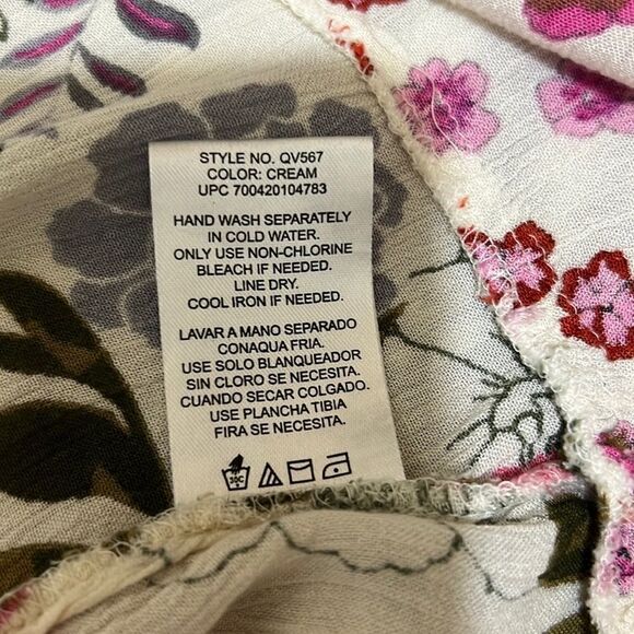 Bila dress tank floral tassel ties cream pink green Small FIRM on PRICE - Picture 7 of 7